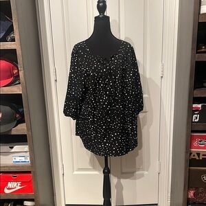NWT BloomChic Black and White Relaxed 3/4 Sleeve Blouse (A)
